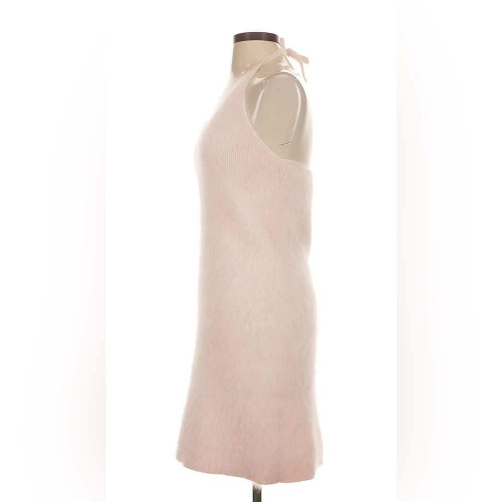 Vintage Ralph Lauren Angora Rabbit Fur Pink Mini Dress Halter  Bodycon 90s Y2k S - Picture 5 of 8